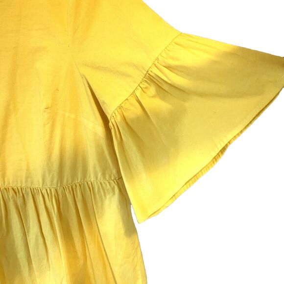 Forever 21 Mini Dress S Open Tie-Back 3/4 Bell Sleeves Babydoll Tiered Boho - Picture 4 of 8